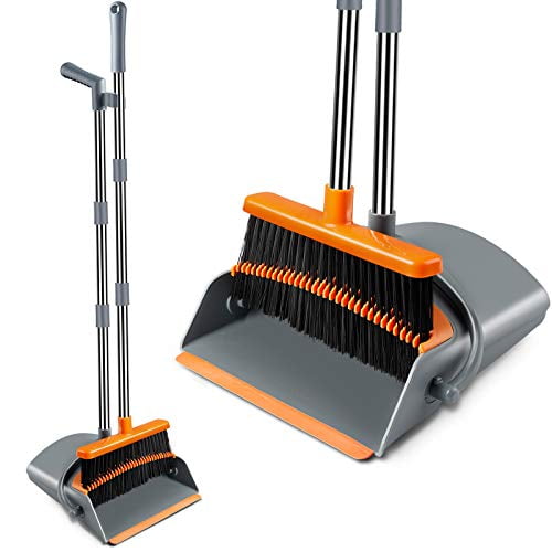 Orange Long Handled Dustpan And Brush Set Dust Pan Handle Broom Upright Sweep Orange Long Handled Dustpan And Brush Set Dust Pan Handle Broom Upright Sweep
